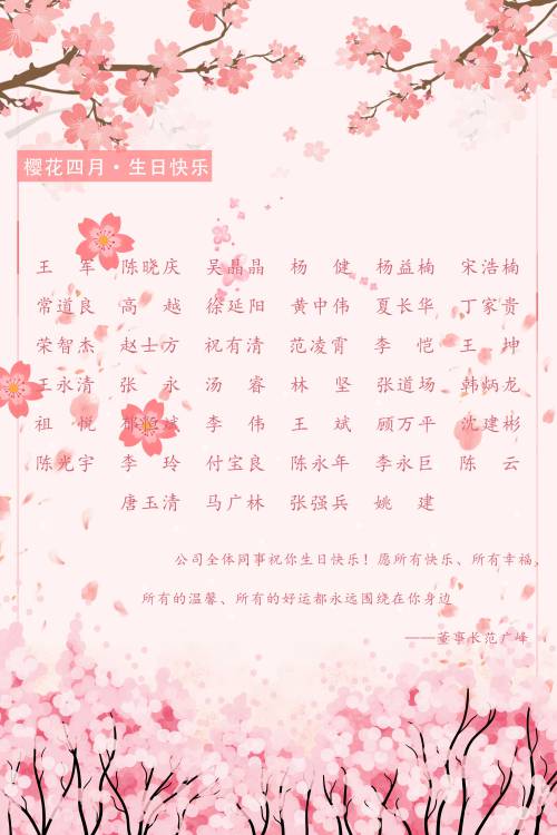 【生日祝?！抗ё?月生日的員工生日快樂！